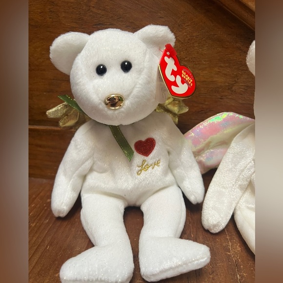 Ty Beanie Babies Angel Bear Set - White and Gold - Picture 2 of 4